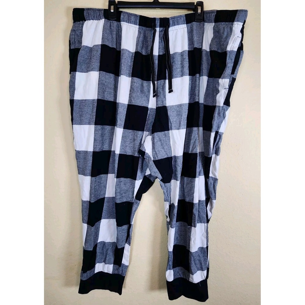Old Navy Mens 3X Flannel Jogger Pajama Pants Black White Buffalo Plaid 741092-02